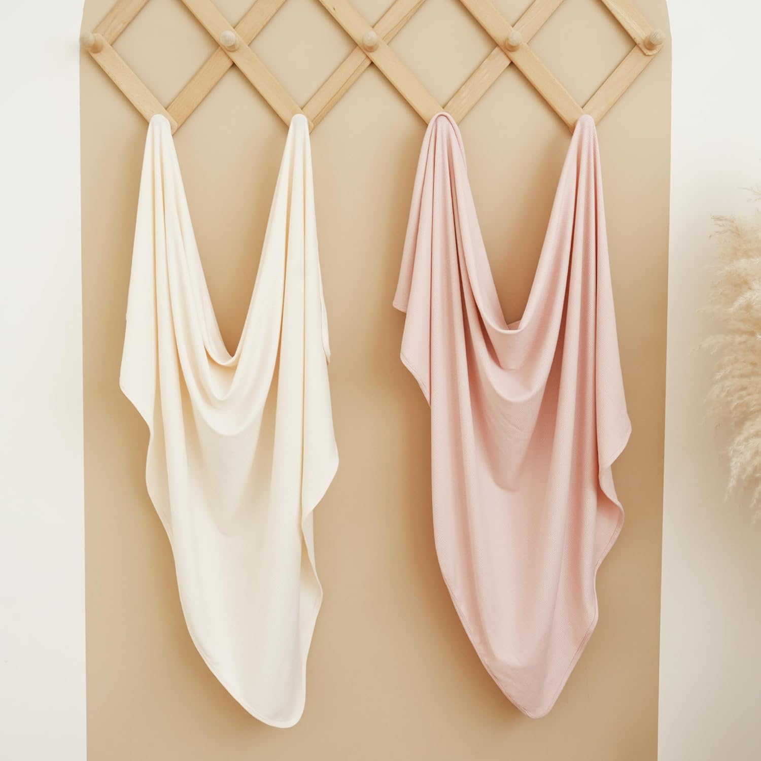 Konssy Knit Baby Blanket 2 Pack, Soft Ribbed Swaddle Receiving Blankets for Boys & Girls