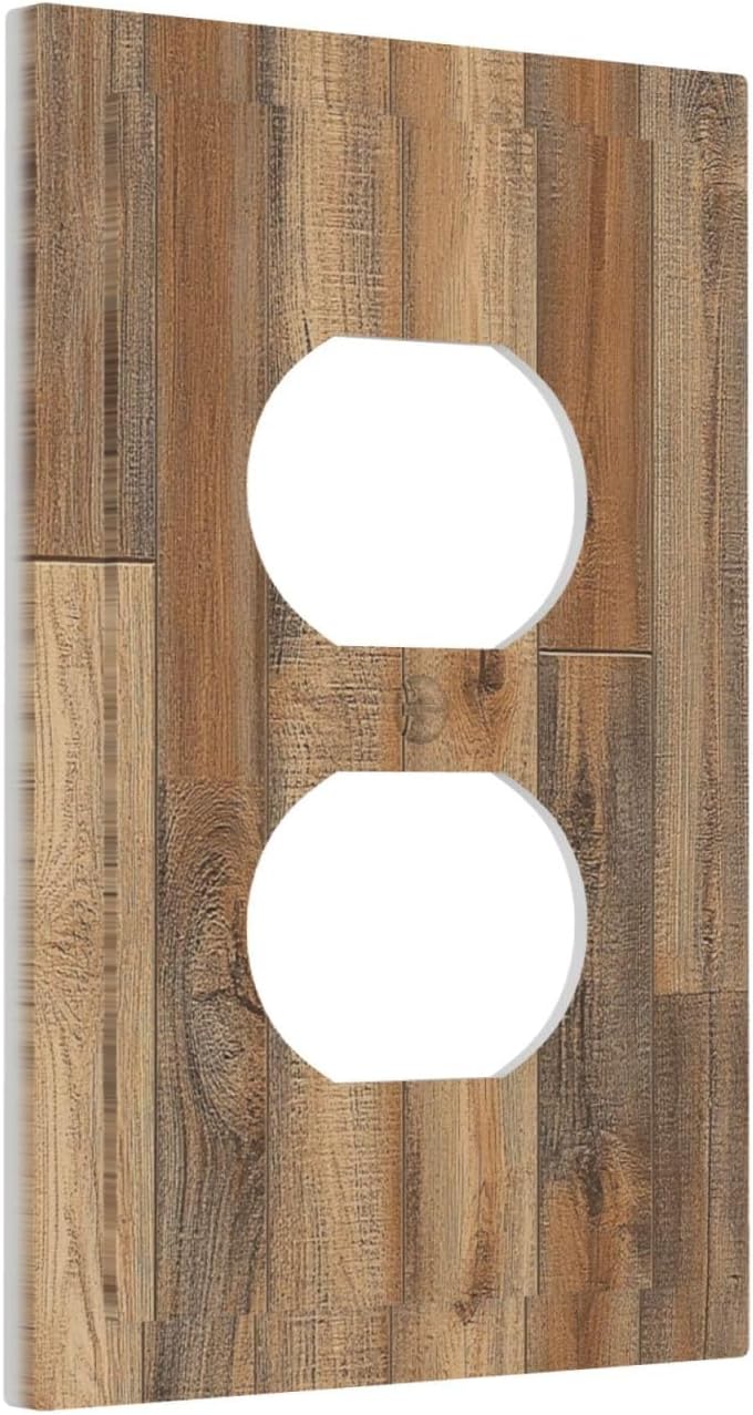 Outlet Covers Retro Rustic Brown Wood Grain 1 Gang Duplex Light Switch Cover Decorative Switch