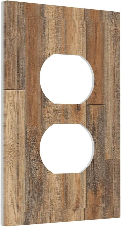 Outlet Covers Retro Rustic Brown Wood Grain 1 Gang Duplex Light Switch Cover Decorative Switch