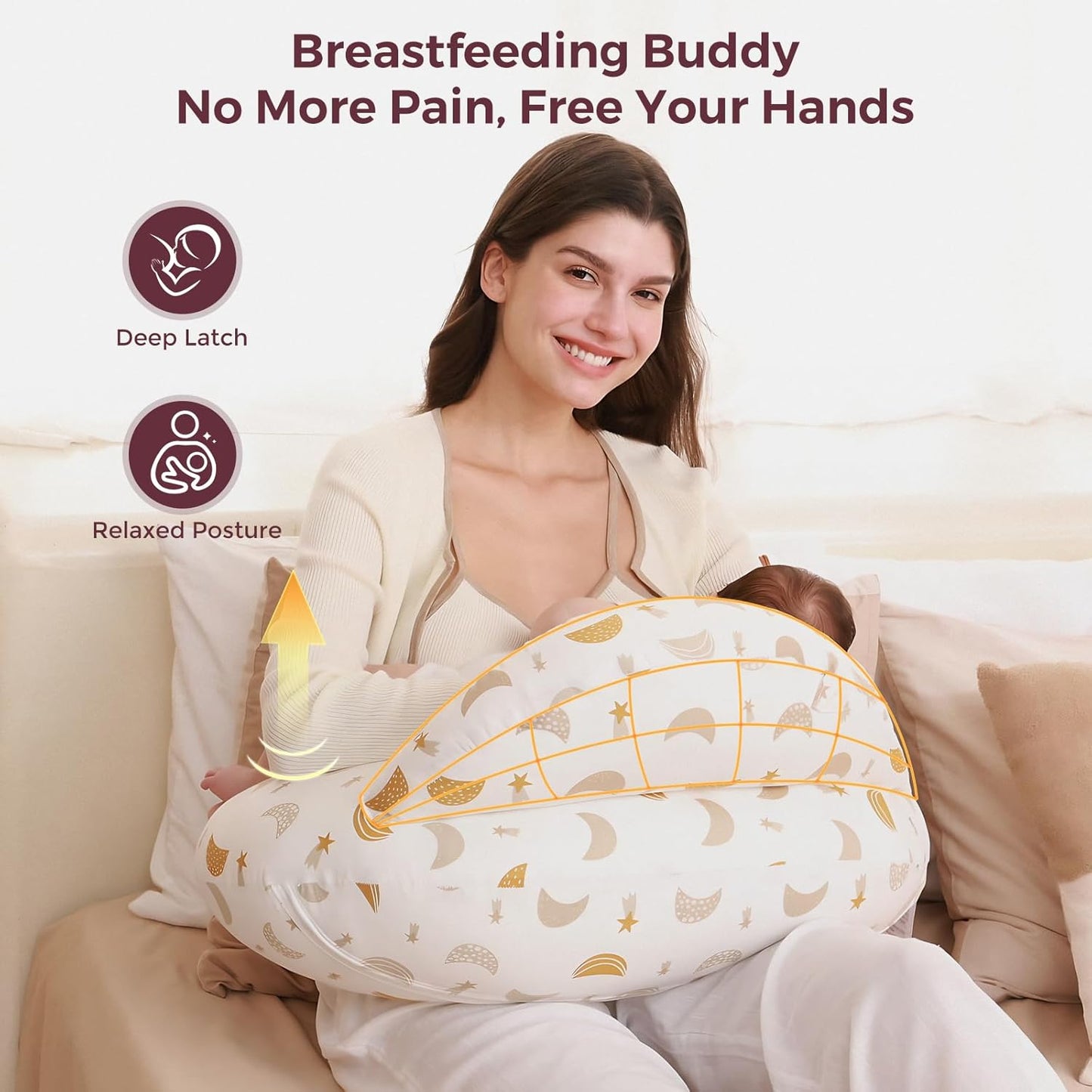 Momcozy Original Nursing Pillow for Breastfeeding-Pioneering Safety Fence- Wider Feeding Pillows