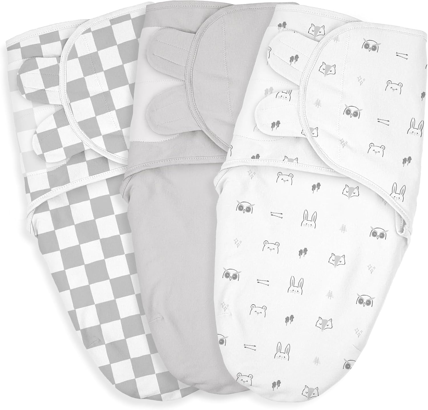 Baby Swaddle Sacks, 3-Pack Newborn Organic Cotton Swaddle Wrap, Adjustable Swaddling Blankets