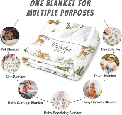 Personalized Baby Blanket for Boys Girls Super Soft Cozy Custom Baby Blanket with Name Lovely