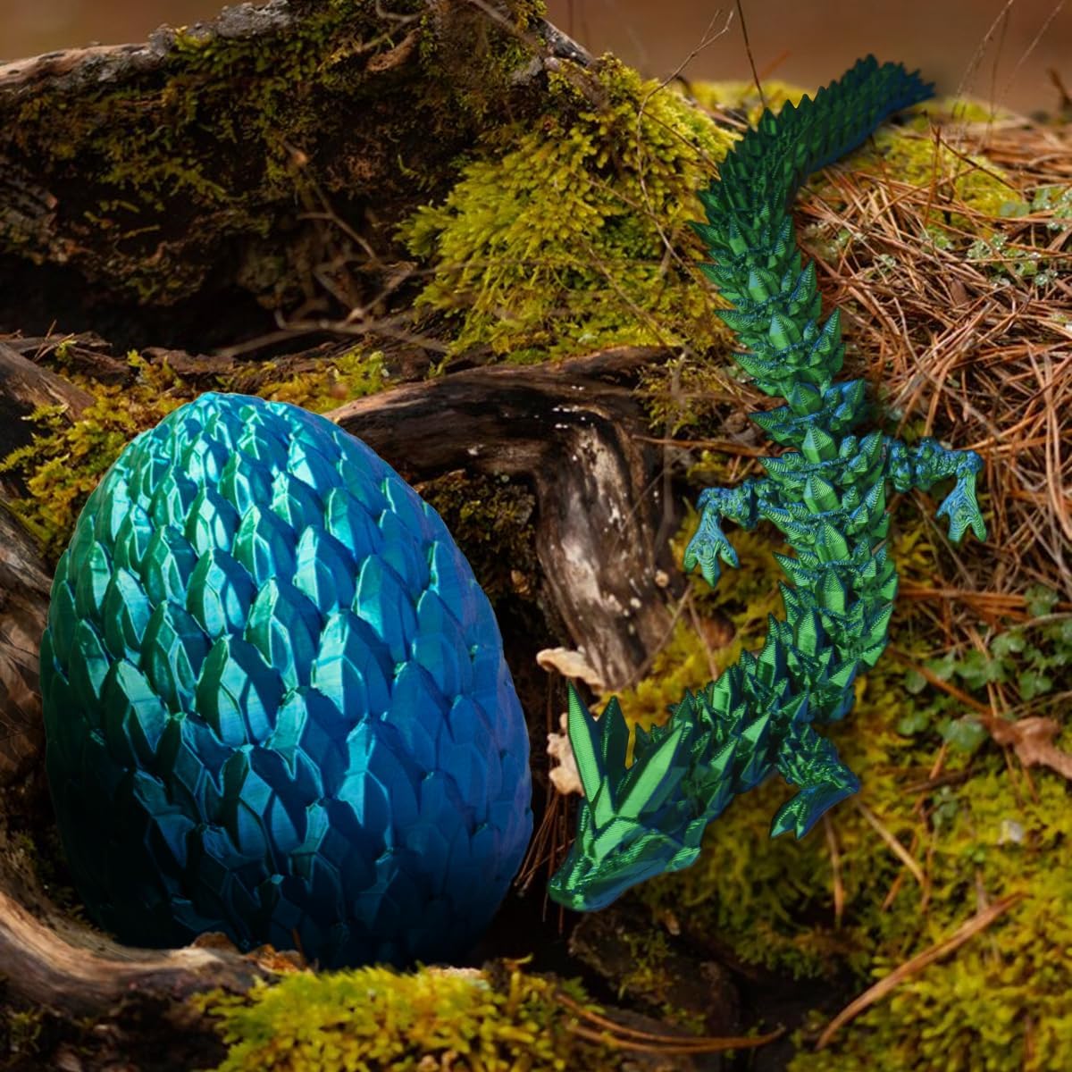 3D prited dragon ,3D Printed Dragon in Egg, Crystal Dragon Fidget Toy for Adult, Home Office Decor Executive Desk Toys， Fidget Toys for Adults and Kids (Blue Green)