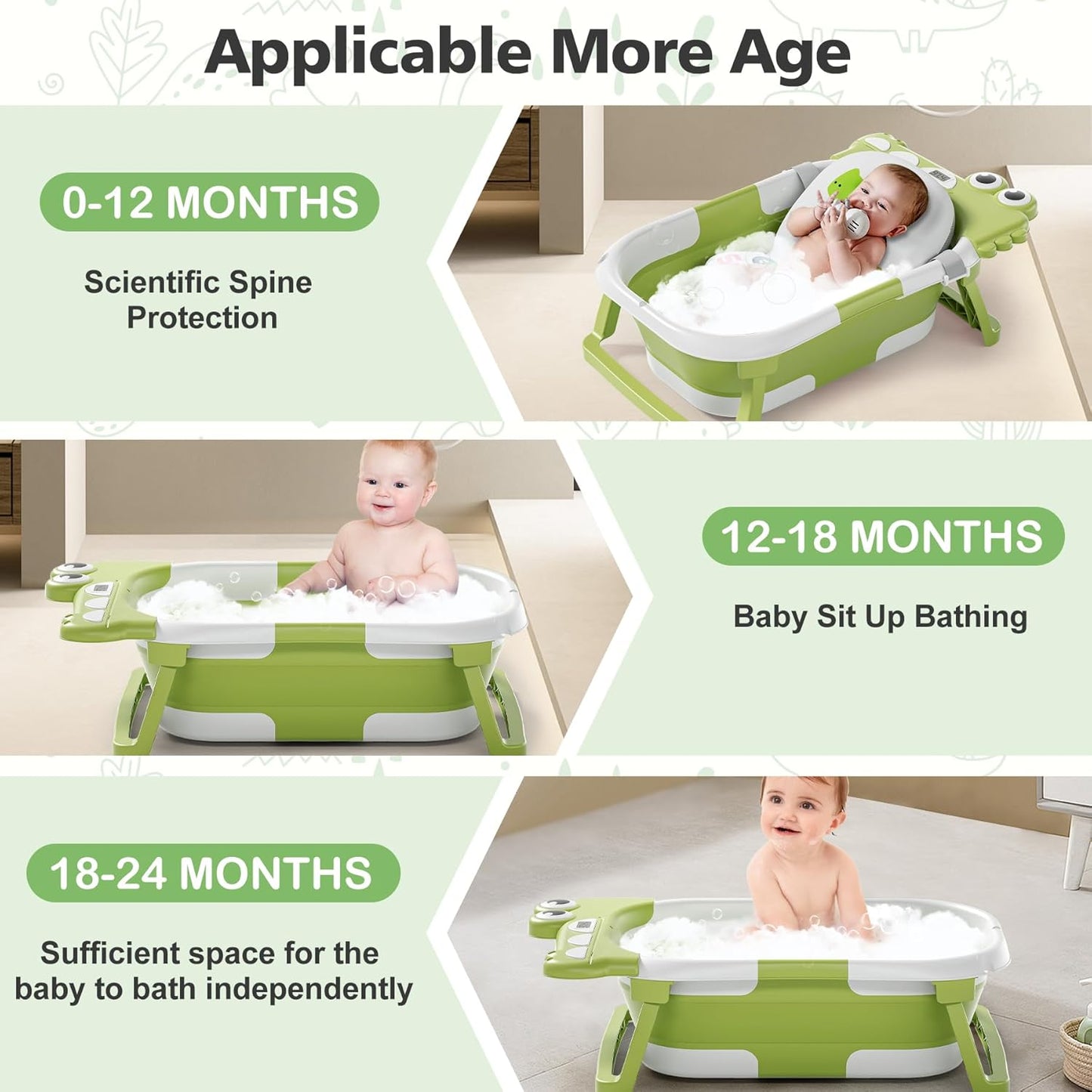 Collapsible Baby Bathtub for Newborn, Foldable Baby Bath Tub with Thermometer & Soft Floating