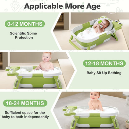 Collapsible Baby Bathtub for Newborn, Foldable Baby Bath Tub with Thermometer & Soft Floating