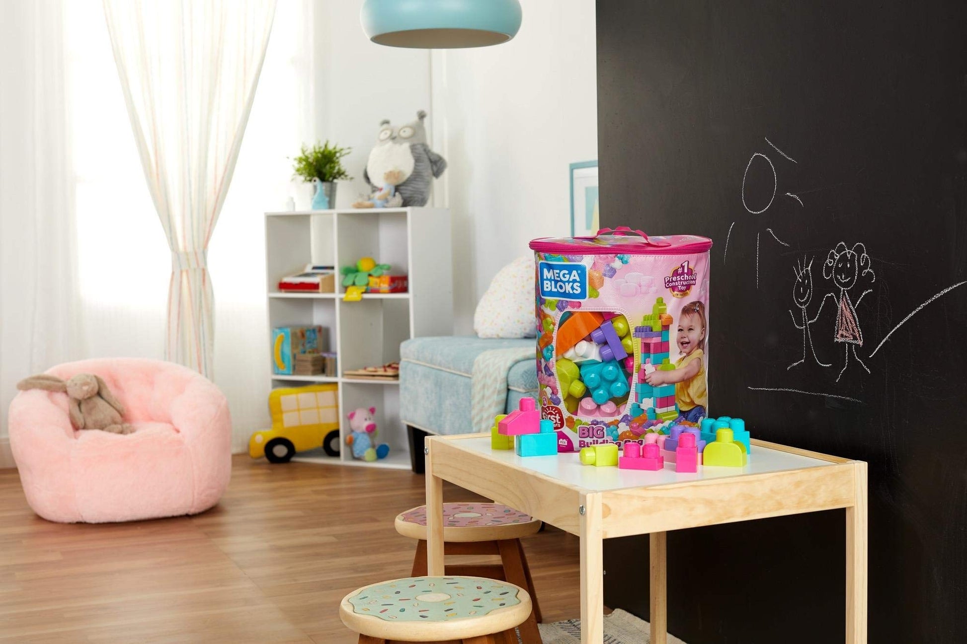 MEGA BLOKS First Builders Toddler Blocks Toys Set, Big Building Bag Collection with 80 Pieces and