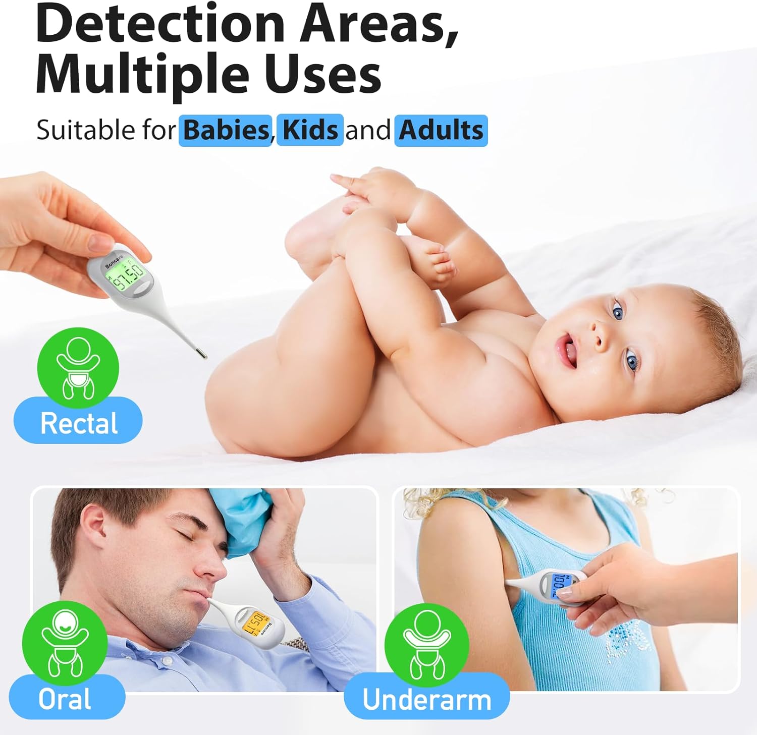 Boncare 9 Seconds Basal Body Thermometer for Ovulation, Oral Thermometer for Adults and Kids