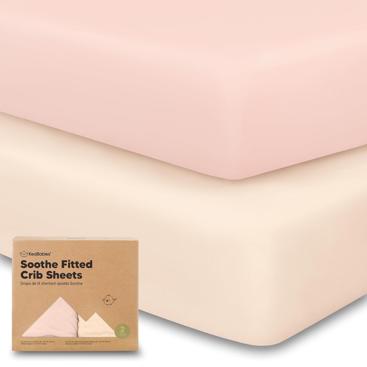 KeaBabies 2-Pack Organic Crib Sheets for Boys, Girls - 52x28 Fitted Crib Mattress Sheet Neutral