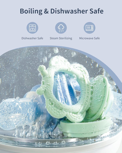 Silicone Baby Fruit Food Feeder (2 Pack) with Freezer Nibble Tray, Breastmilk Popsicle Molds for
