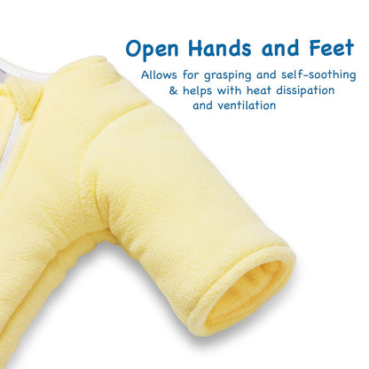 Magic Sleepsuit Baby Merlin's Cotton Baby Swaddle Transition Product - Soft and Cozy Design, Double Zipper for Easy Diaper Changes, Promotes Safe Sleep, 3-6 Months - Yellow - Small 12-18lbs