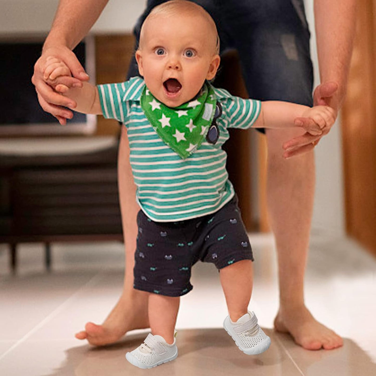 Baby Walking Shoes Toddler Girl Boy Soft Sole Breathable Mesh Slip on Summer Wide Shoes Infant Flexible Lightweight Non-Slip Safer Causal Tennis Shoes Toddler First Walkers Shoes Rubber Soles Outdoor