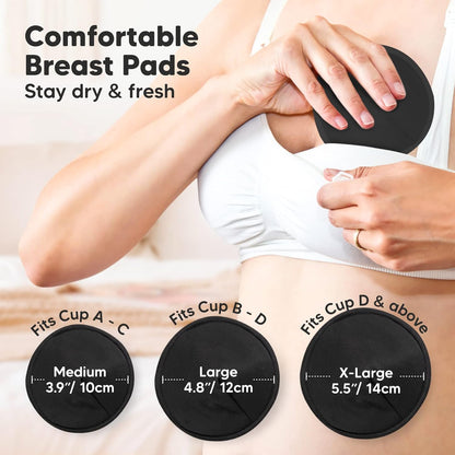 Organic Nursing Pads - 14 Washable Viscose Derived from Bamboo Breastfeeding Pads, Wash Bag
