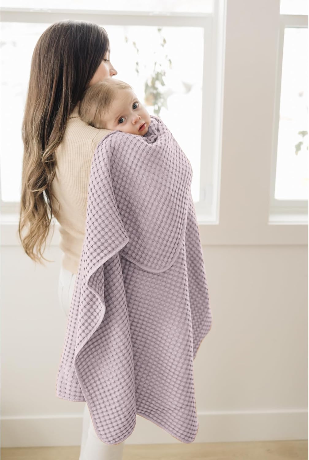 Konssy Waffle Baby Blanket - Soft & Cozy Nursery Swaddle Blanket, Lightweight Toddler Throw for