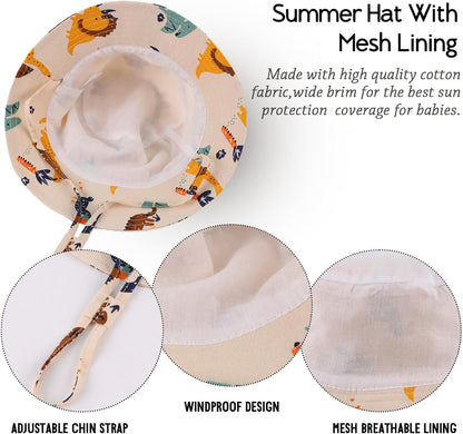 JANGANNSA Cotton Baby Sun Hat Infant Toddler Boys Girls Bucket Hats Summer Sun Protection Kids Beach Caps