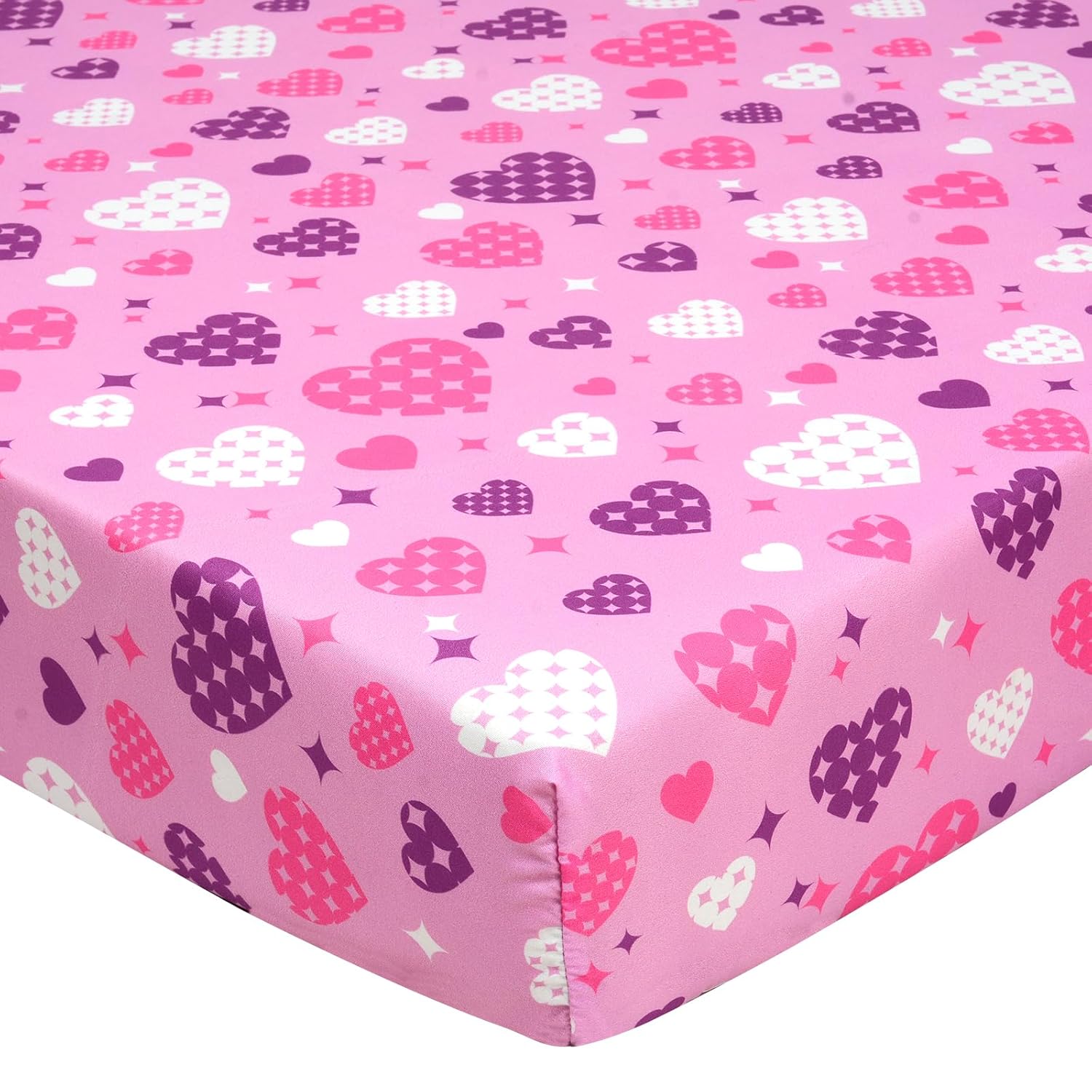 UOMNY Crib Sheet Heart Fitted Crib Sheets Baby Sheet for Standard Crib and Toddler Mattresses