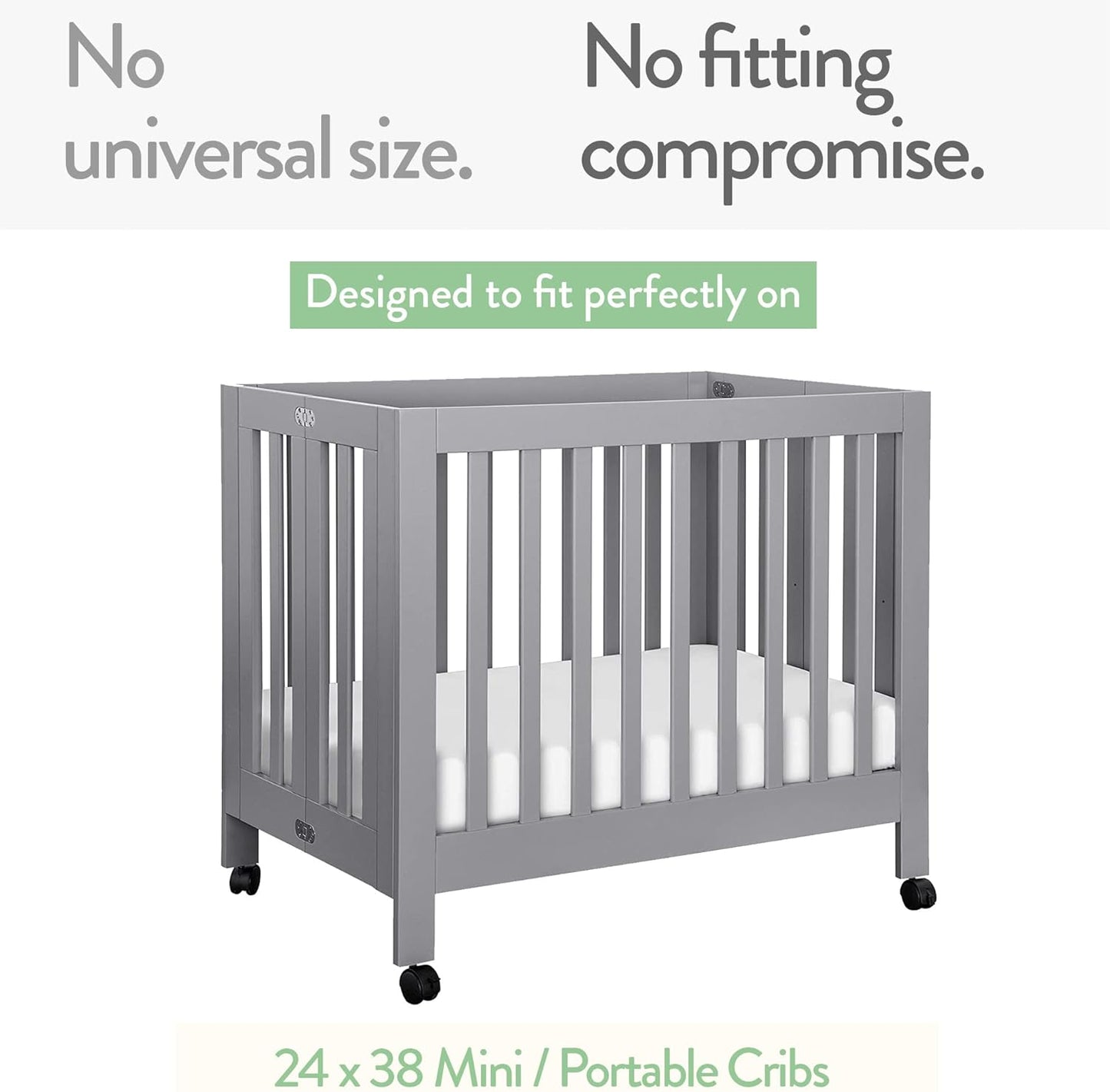 Mini Portable 24x38 Fitted Crib Sheets – Compatible with Dream on Me, Delta Porta Crib and Arms