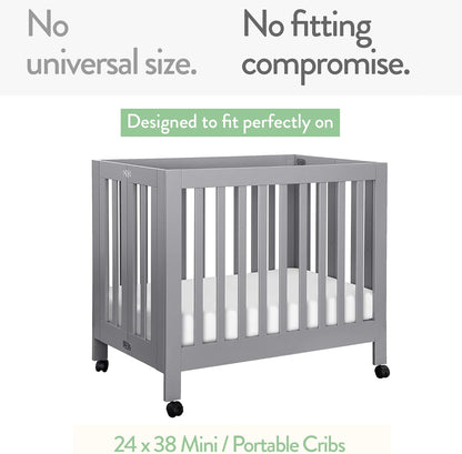 Mini Portable 24x38 Fitted Crib Sheets – Compatible with Dream on Me, Delta Porta Crib and Arms