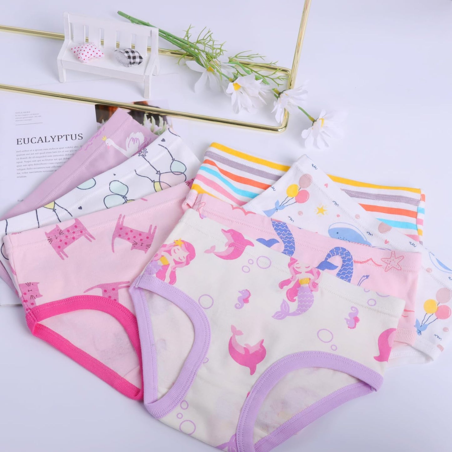 Finihen Girls Cotton Underwear Toddler Girls Panties Kids Briefs Multipacks.