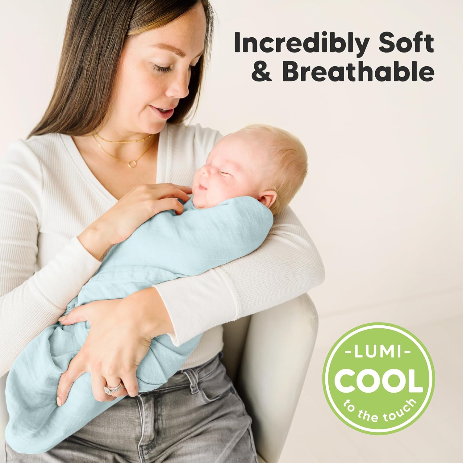 4-Pack Muslin Swaddle Blankets for Boys, Girls - Organic Baby Swaddles for Newborns, Soft &