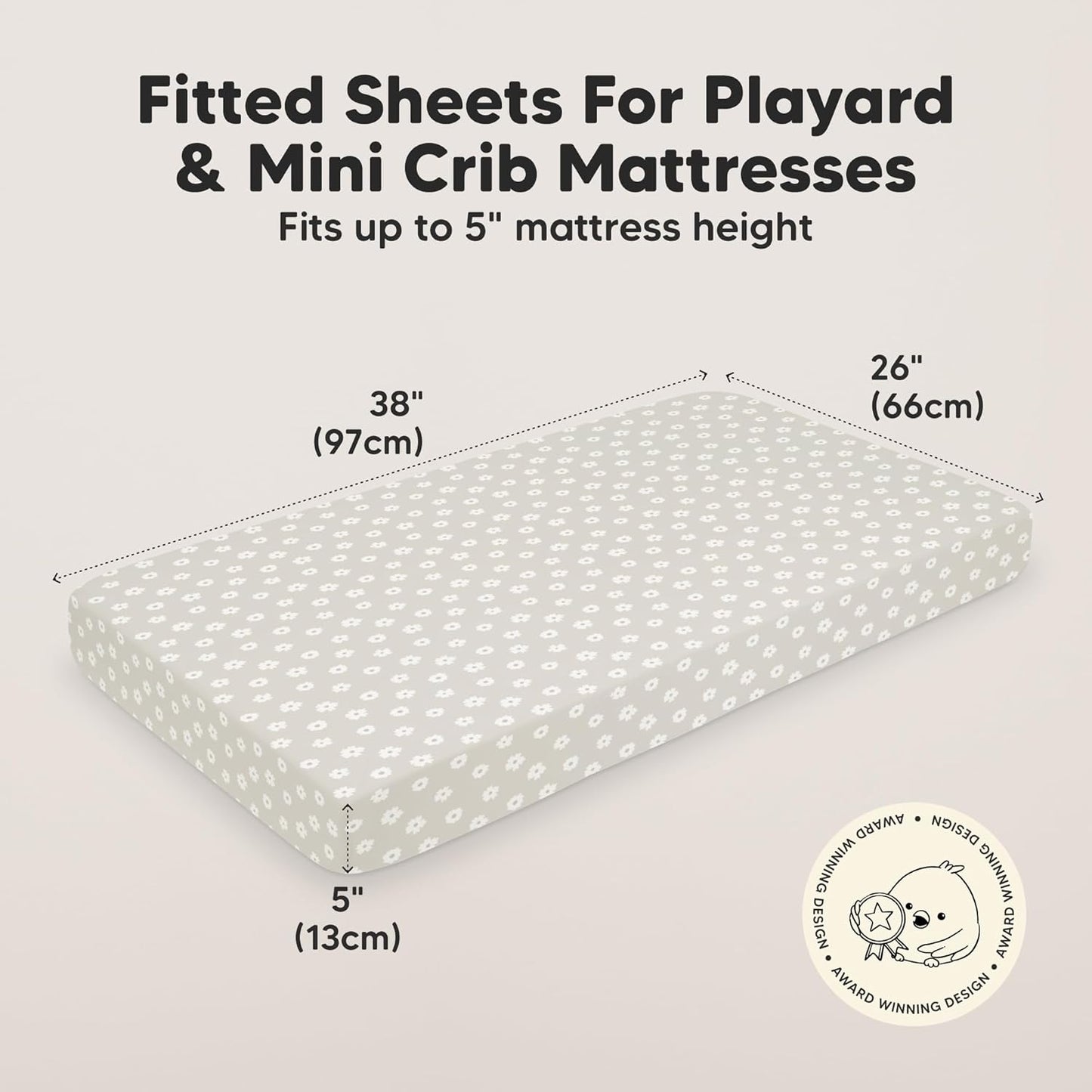 2-Pack Mini Crib Sheets Fitted - 38x26 Pack N Play Sheets for Pack and Play Mattress, Organic