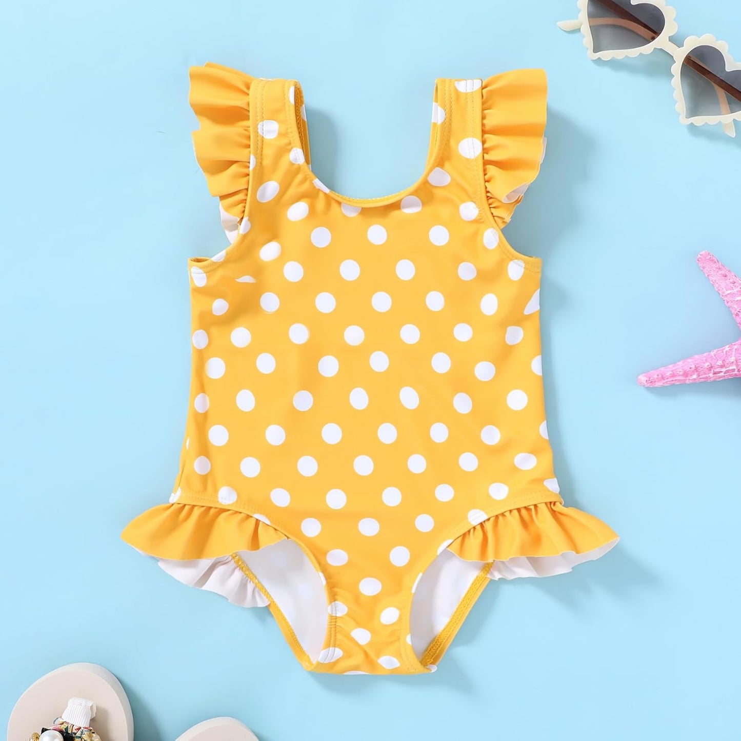 Tiny Cutey Toddler Girl Swimsuit Ruffled Stripe Sleeveless Swimwear One-Piece Baby Girl Bathing Suits