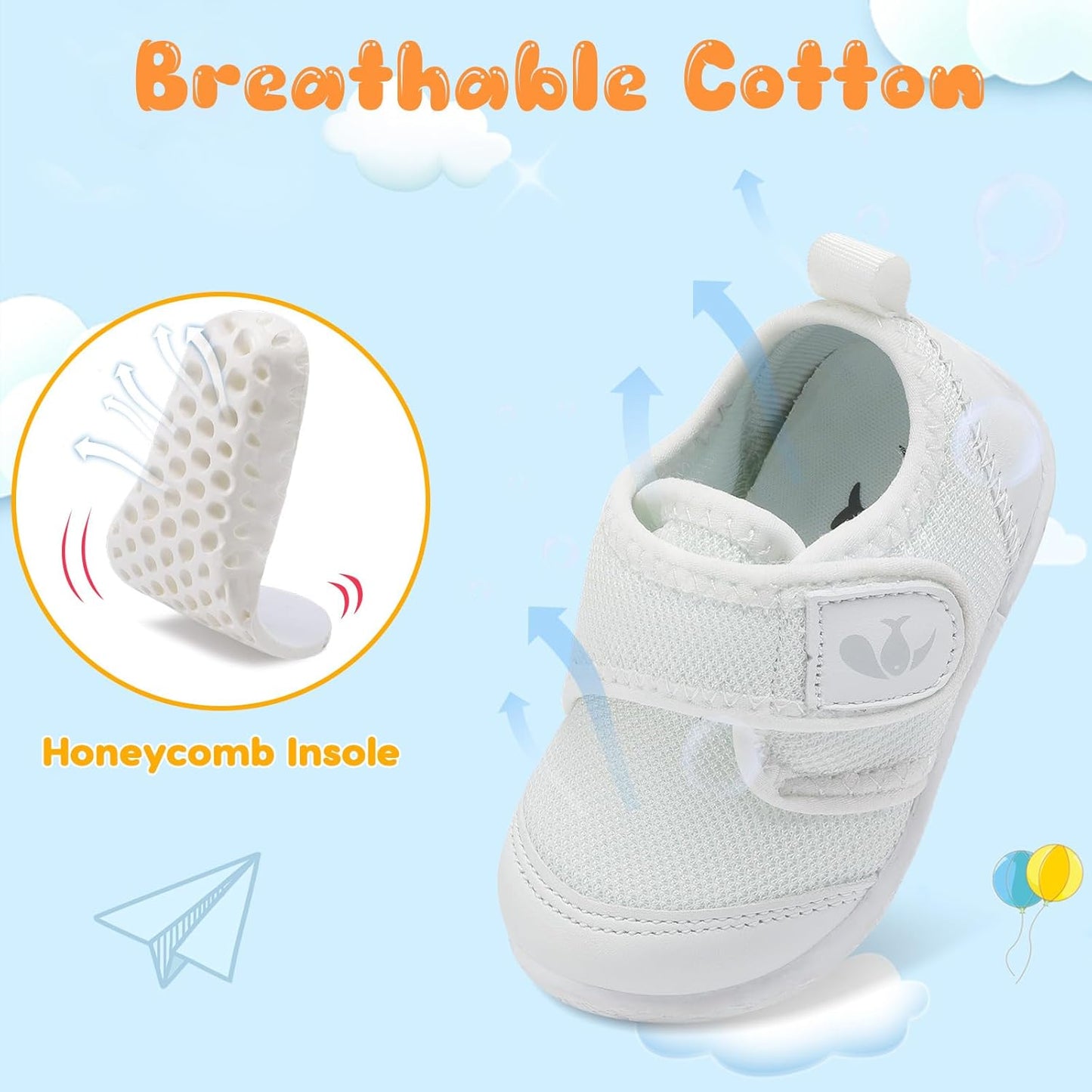 FEETCITY Baby First Walking Shoes Boys Girls Infant Sneakers Crib Shoes Breathable Lightweight Slip On Shoes
