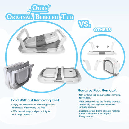 BEBELEH™ Collapsible Baby Bathtub – Bathtub + Baby tub Sling + Newborn Sling – Baby Bathtub Newborn
