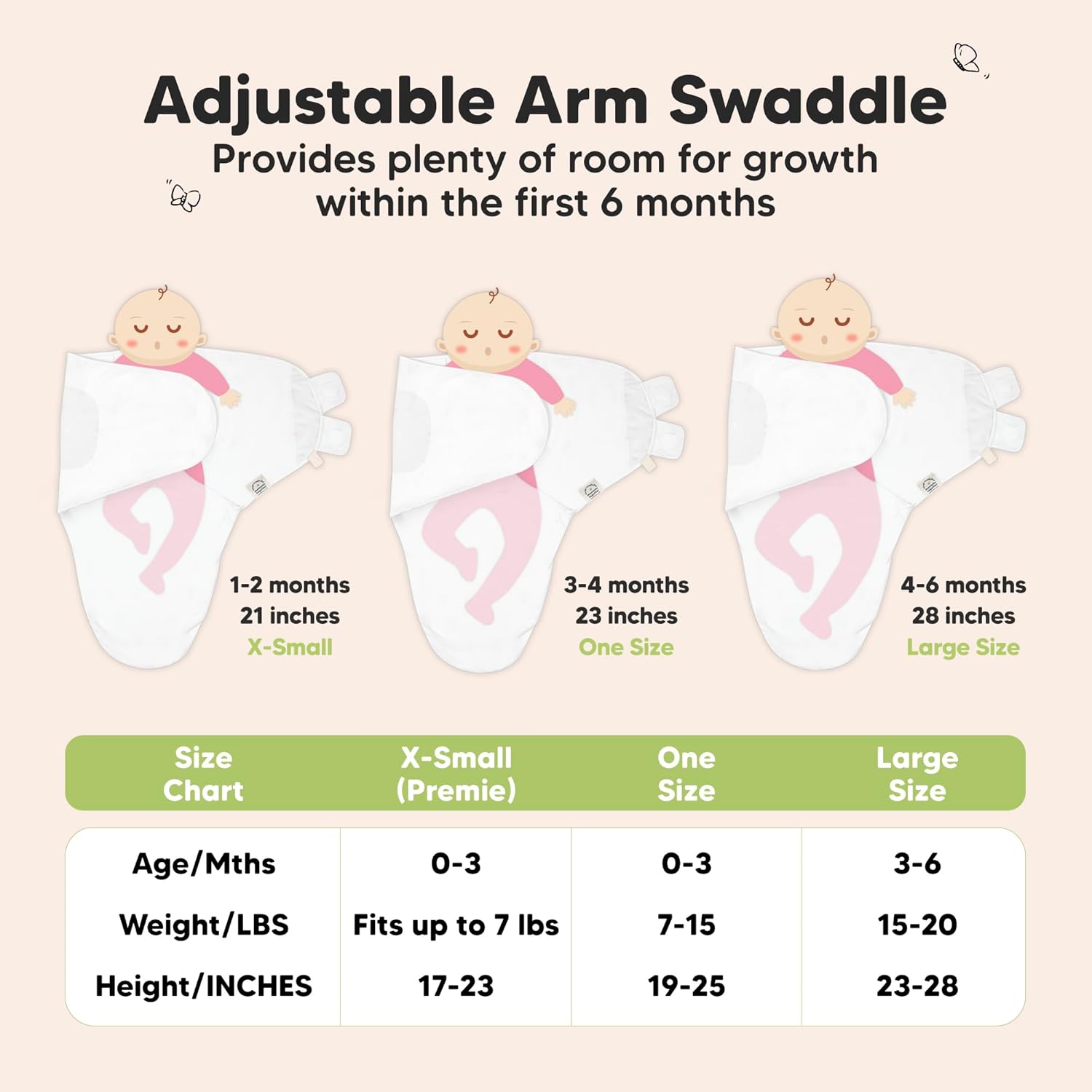3-Pack Organic Baby Swaddle Sleep Sacks - Swaddles for Newborns, Infant 0-3 Months, Baby Girls