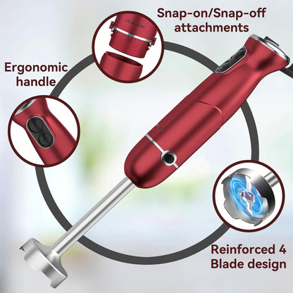 Immersion Blender 5 in 1 Hand Blender, Abuler 1000W Hand Mixer Stick,12 Speed Handheld Blender 304