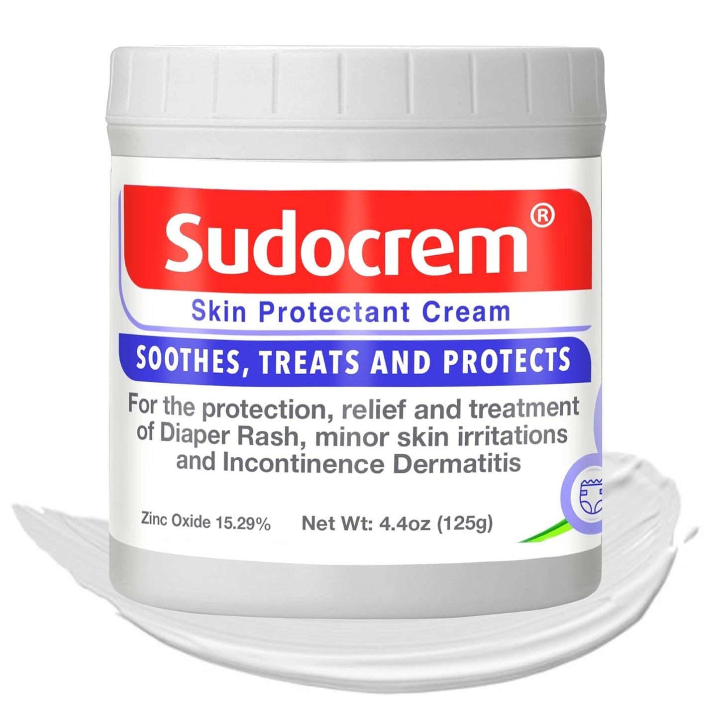 Sudocrem Diaper Rash Cream for Baby's Skin, Triple Action Diaper Rash Paste that Soothes, Treats and Protects, 15.29% Zinc Oxide Cream - 4.4oz (125g)
