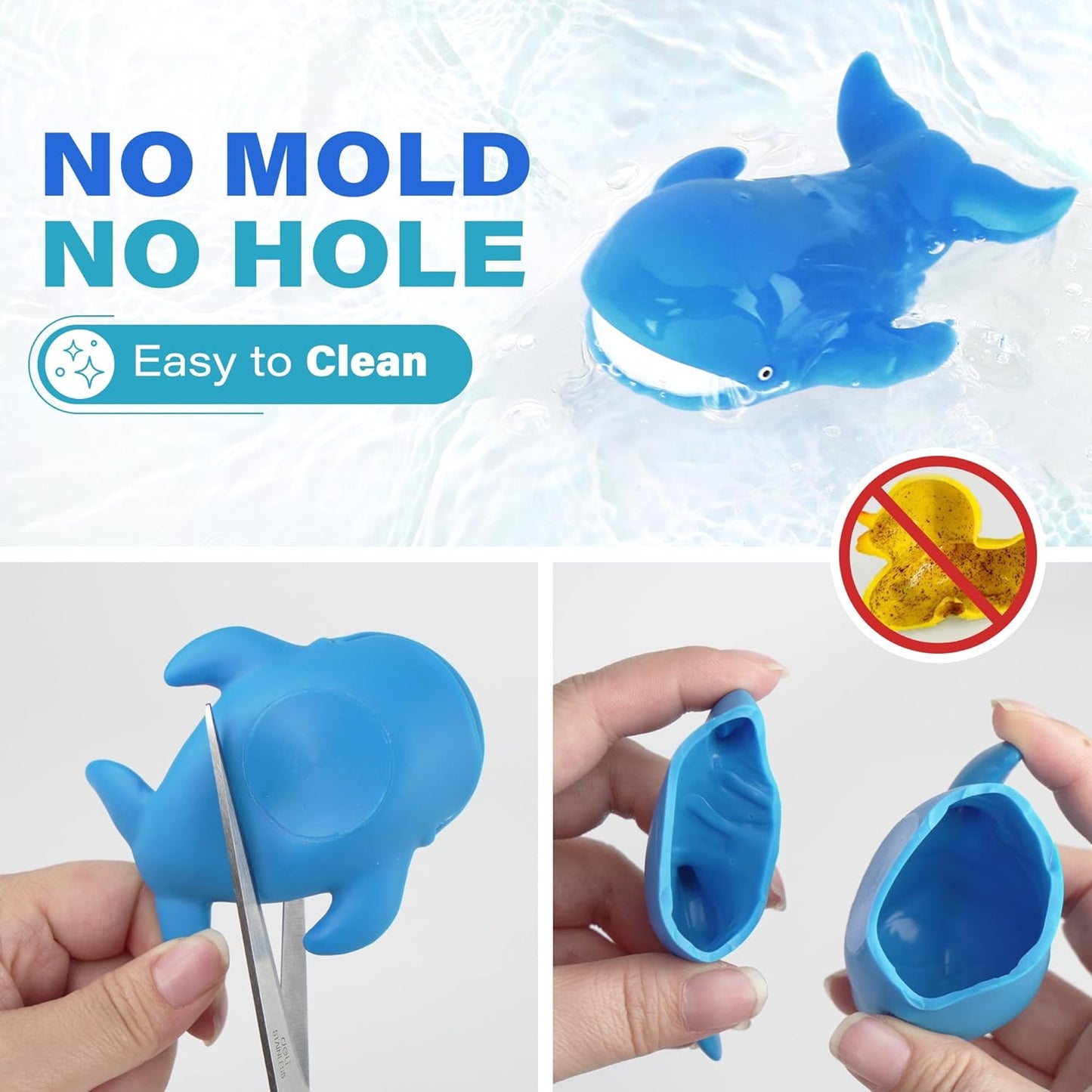 LotFancy Bath Toy, 8PCS Mold Free Bath Toys for Kids Ages 1-3, No Holes Baby Bath Toys for Toddlers