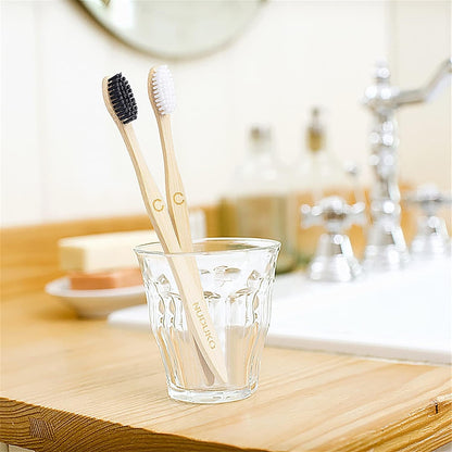 Biodegradable Bamboo Toothbrushes, 10 Piece BPA Free Soft Bristles Toothbrushes, Natural
