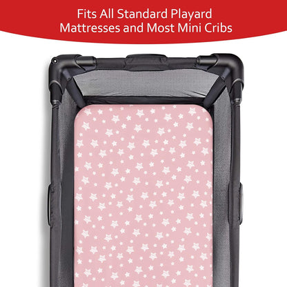 Pack and Play Sheets Girl, 4 Pack Mini Crib Sheets, Stretchy Pack n Play Playard Fitted Sheet