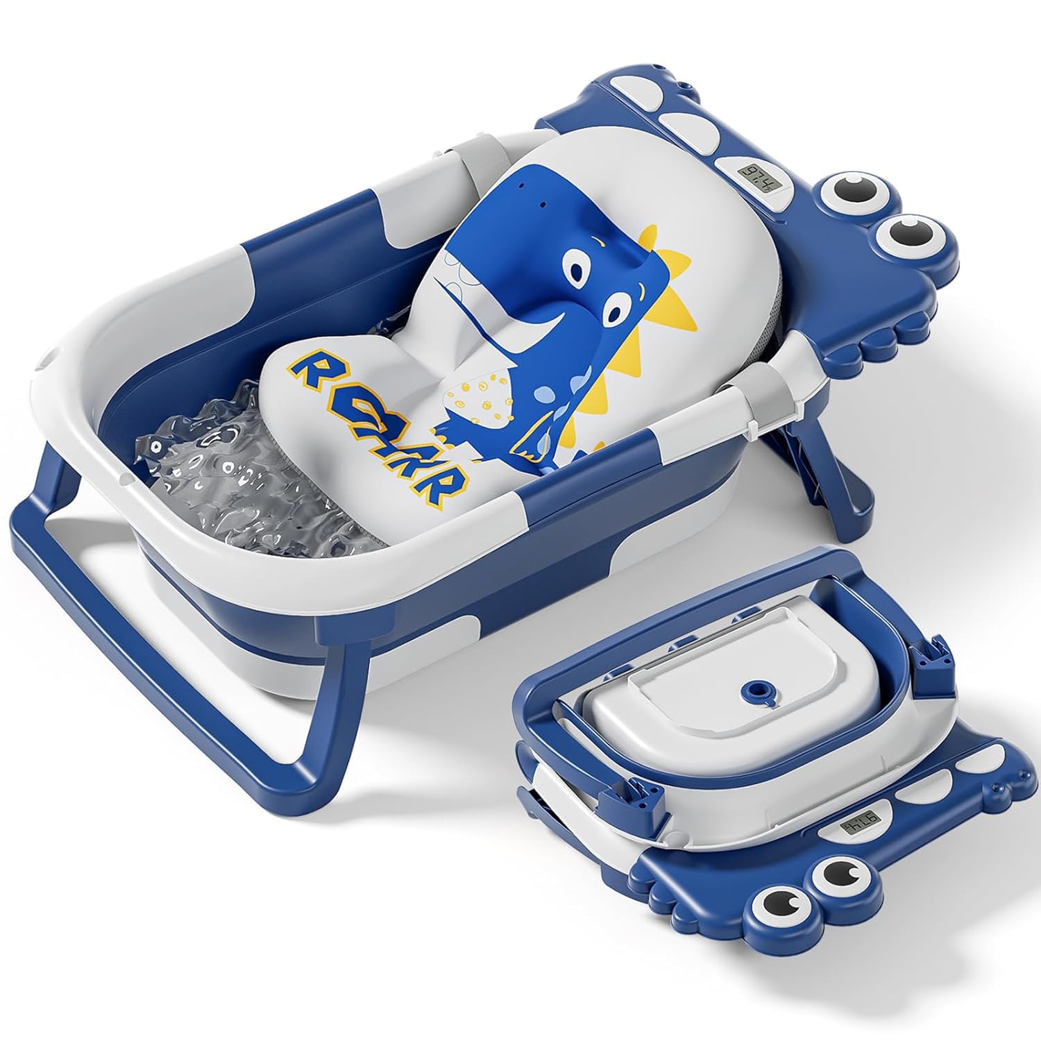 Collapsible Baby Bathtub for Newborn, Foldable Baby Bath Tub with Thermometer & Soft Floating