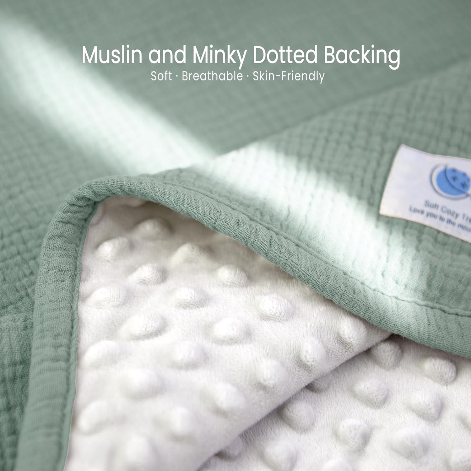 lulumoon Baby Blanket for Newborn Receiving: Minky Dot & Muslin Lightweight - Thermal Blanket Gift