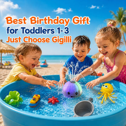 Gigilli Baby Bath Toys, Light Up Pool Water Bathtub Toy for Toddlers Babies
