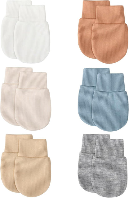 BQUBO 6 Pairs Newborn Baby Boys Girls Mittens 0-6 Months Unisex-Baby Infant Mittens Elastic No Scratch Wrist Gloves