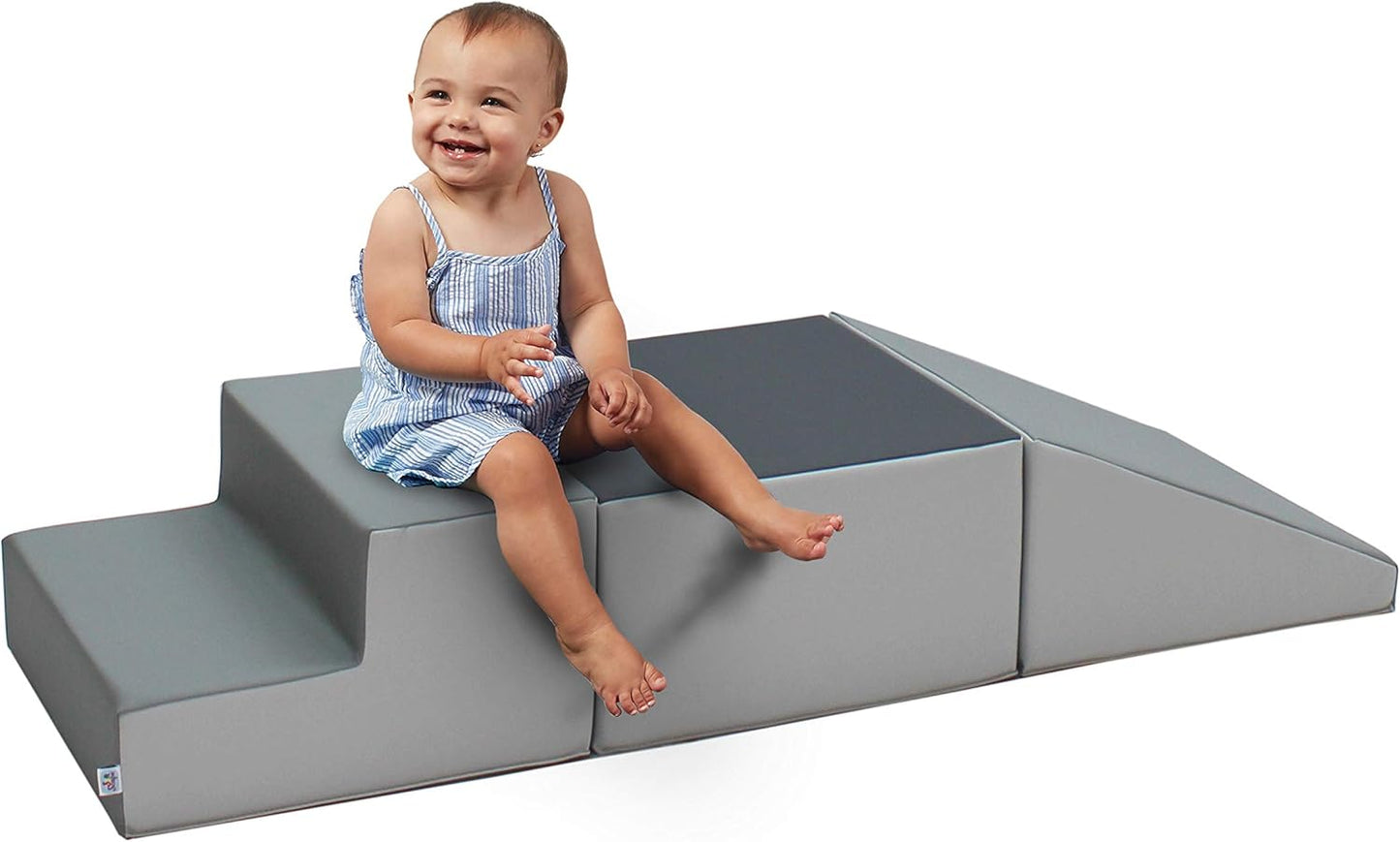 Factory Direct Partners 11618-GYLG SoftScape Toddler Playtime Climber, Indoor Active Play Structure (3-Piece Set) - Gray/Light Gray