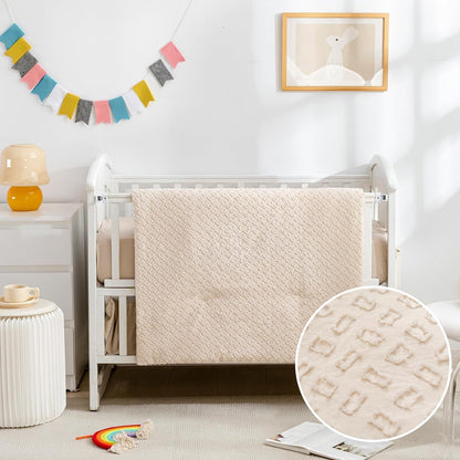 Cokouchyi 3 Piece Bedding Set for Boy Girls, Jacquard Tufted Geometric Crib Set, Includes Skirt