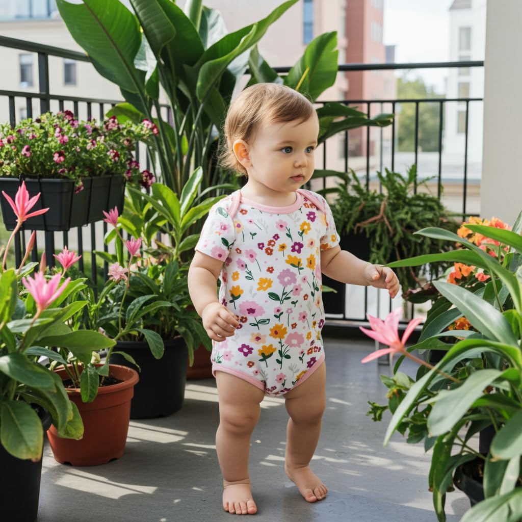 PATPAT Baby Bodysuits Supersoft Bamboo Viscose - Short Sleeve Boys and Girls - Newborn Infant Unisex Clothes Pack