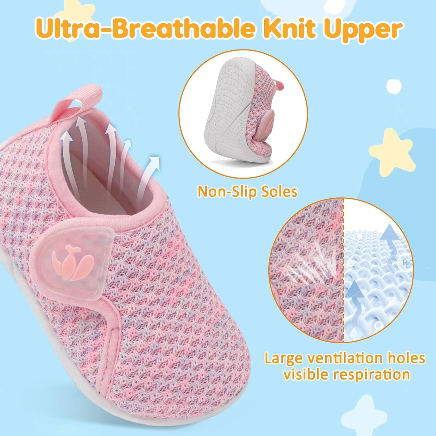 FEETCITY Toddler Walking Shoes Slip On Toddler Shoes Boys Girls Kids Sports Sneakers Casual School Shoes Barefoot Shoes