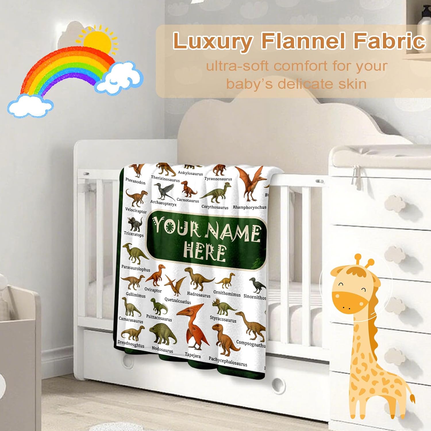 Ship Next Day, Personalized Baby Blanket – Printed in USA, Custom Baby Blanket for Boys & Girls
