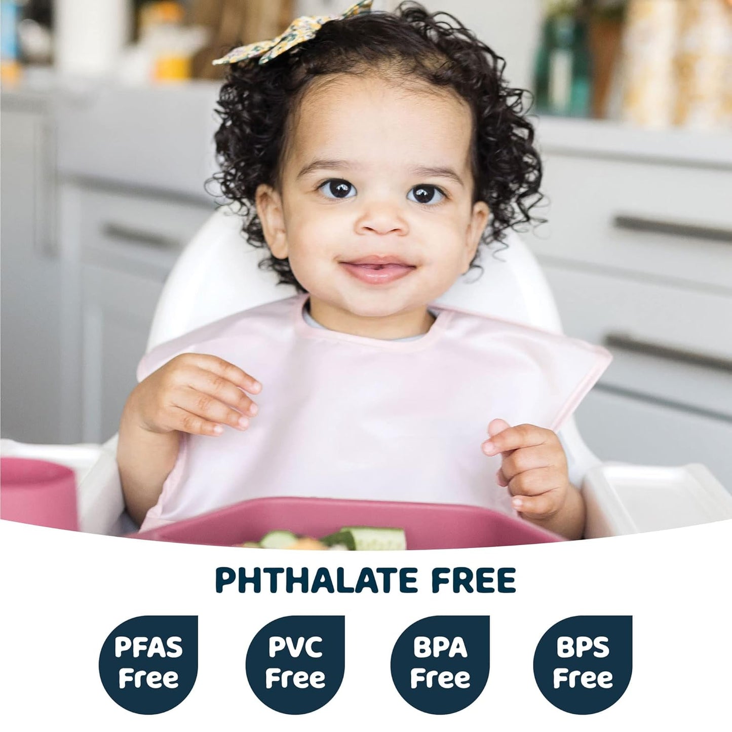 Tiny Twinkle Mess Proof Baby Bibs for Eating - Waterproof, Wipeable Bibs - Toddler Bibs - Travel