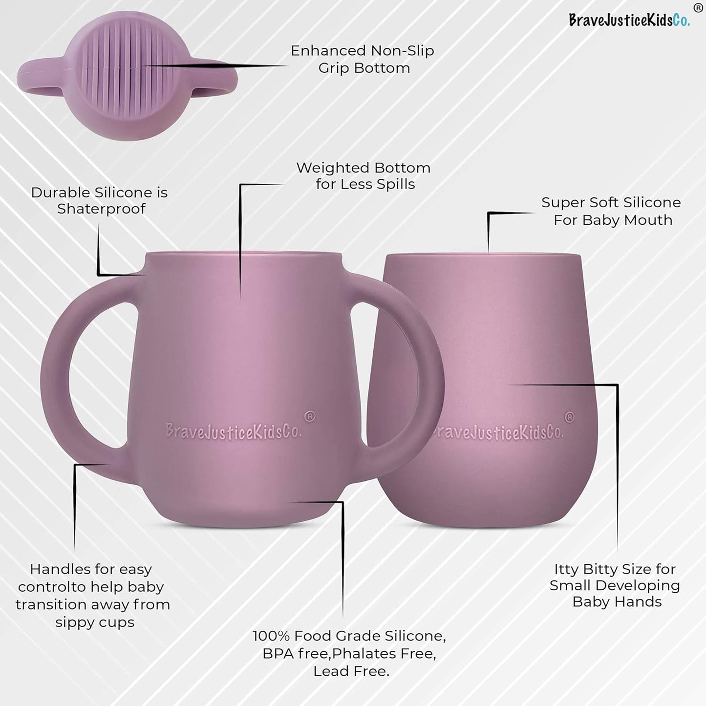 | Teenie Tiny™ Silicone Developmental Baby-Led Weaning Drinking Cups (2 pack) (Mauve)