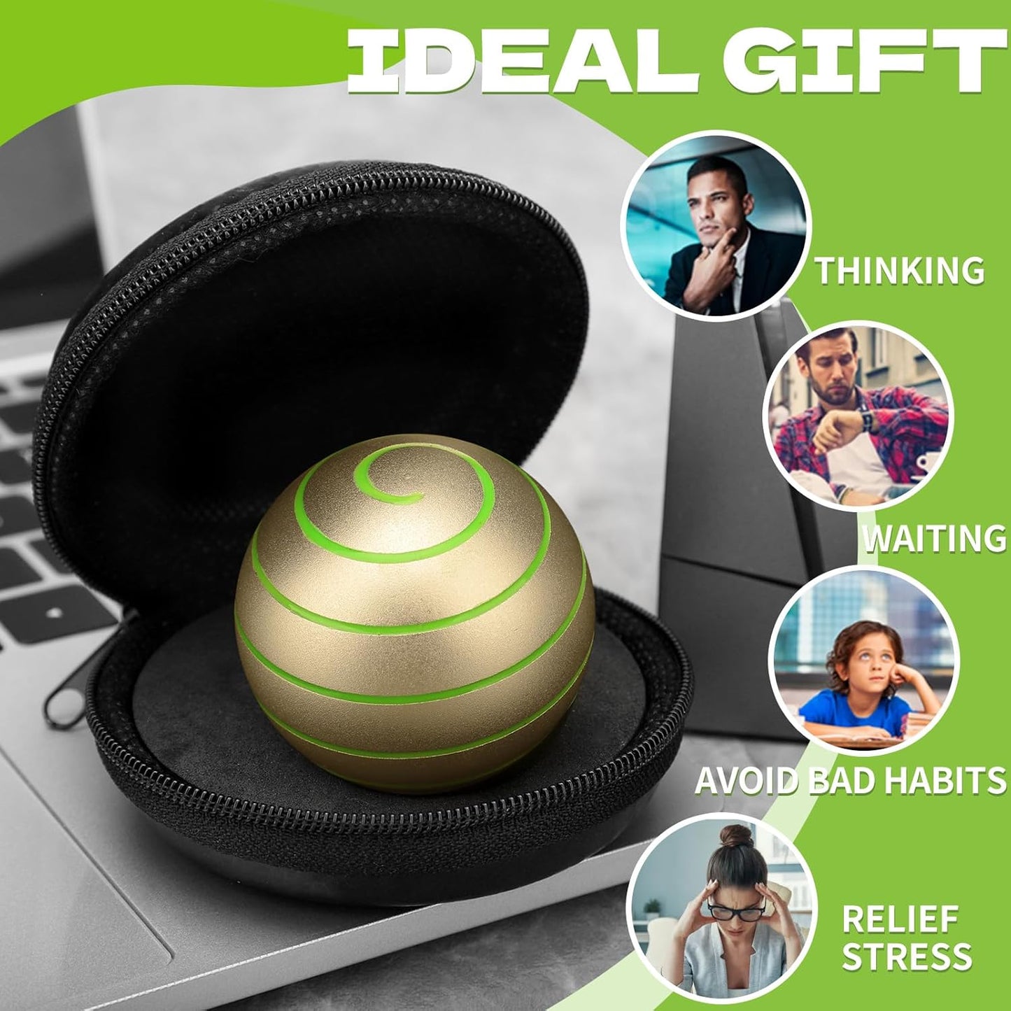 Luminous Desk Spinning Toys for Kids Adults, Metal Kinetic Stress Ball, Optical Illusion Fidget Spinner, Glow in The Dark Fingertip for Office Classroom, Stress Relief Anti Anxiety Birthday Gifts