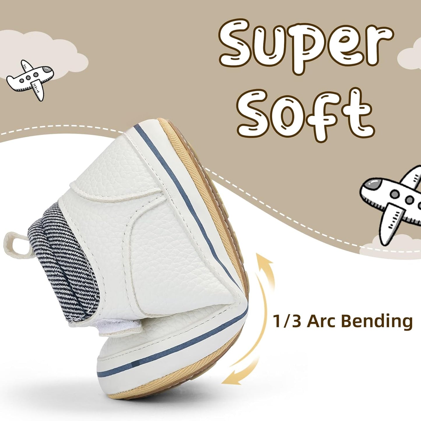 Baby Boys Girls Non-Slip Rubber Sole High-Top PU Leather Infant Sneakers Toddler Crib First Walker Shoes