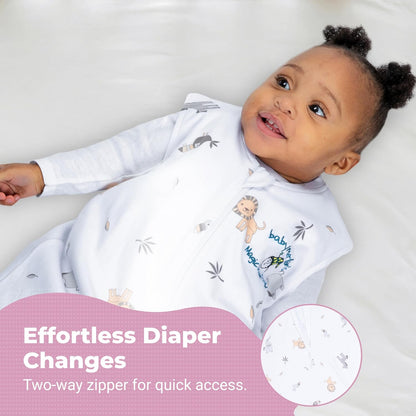 Magic Sleepsuit Baby Merlin's Cotton Baby Swaddle Transition Product - Soft and Cozy Design, Double Zipper for Easy Diaper Changes, Promotes Safe Sleep, 3-6 Months - Pink - Small 12-18lbs