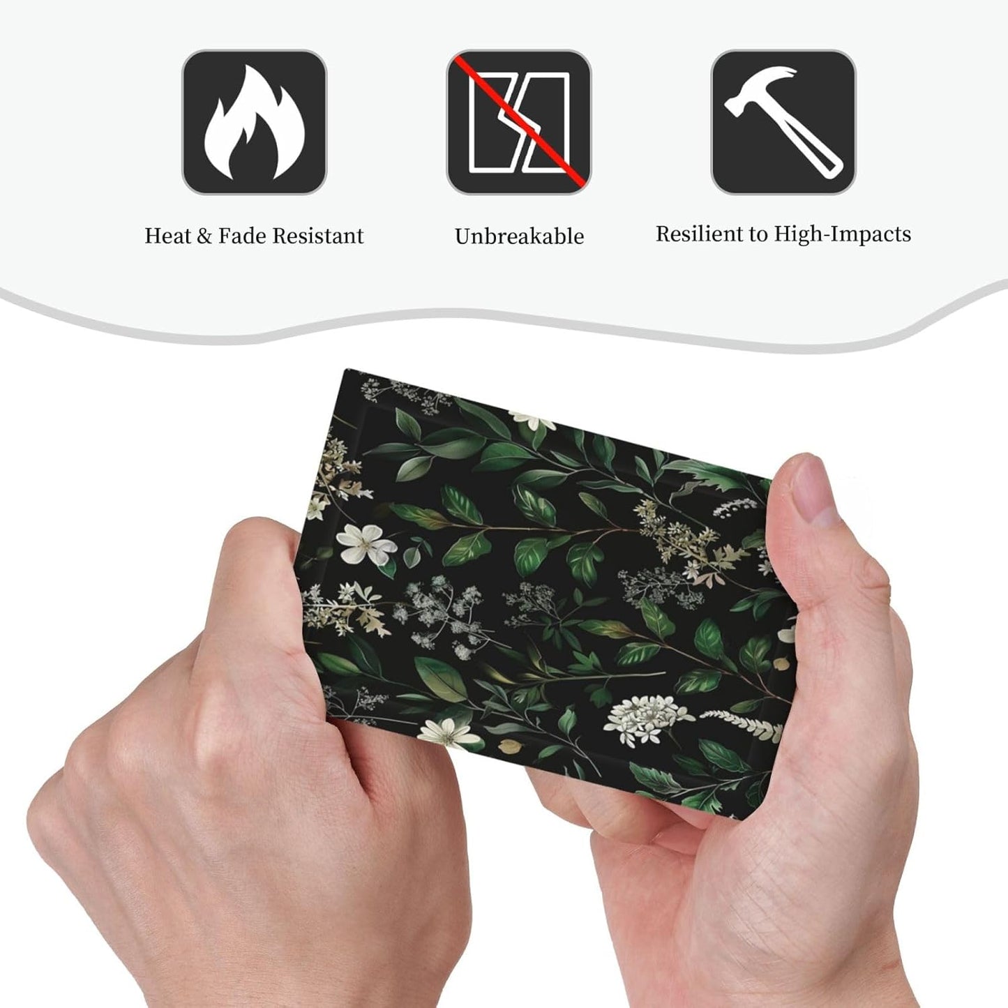 Decorative Switch Covers Plate Rustic Green Leaves White Flower 1 Gang No Device Single Blank Outlet Covers Wall Plate Cover Light Switch Plate Electrical Faceplate for Country Home Decor