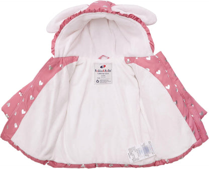 Rokka&Rolla Baby Girls' Water-Resistant Soft Mini Fur Lined Puffer Jacket Winter Coat for Newborn Infant Toddler