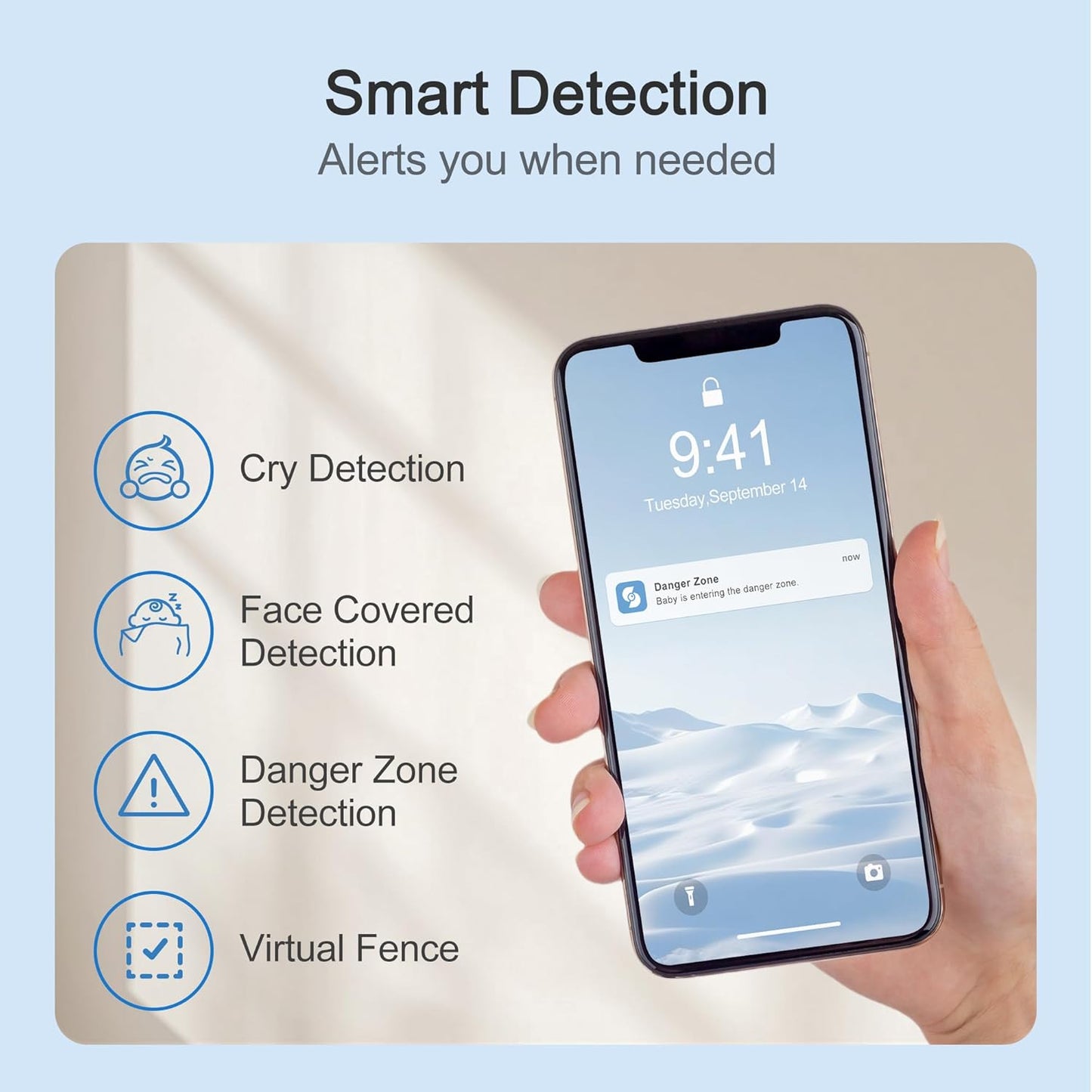 Simsky Smart Baby Monitor with 2×4MP Camera, 6X Optical Quality Zoom, AI Tracking, Intelligence Detection, Pan-Tilt-Zoom, 32GB Local Storage, Add-on Camera Monitor